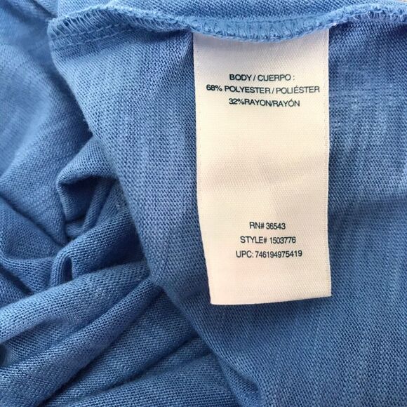 Izod Womens Top XXL Blue Cactus Printed Tee T-Shirt Cap Sleeve Twist Hem Tunic - Picture 10 of 13